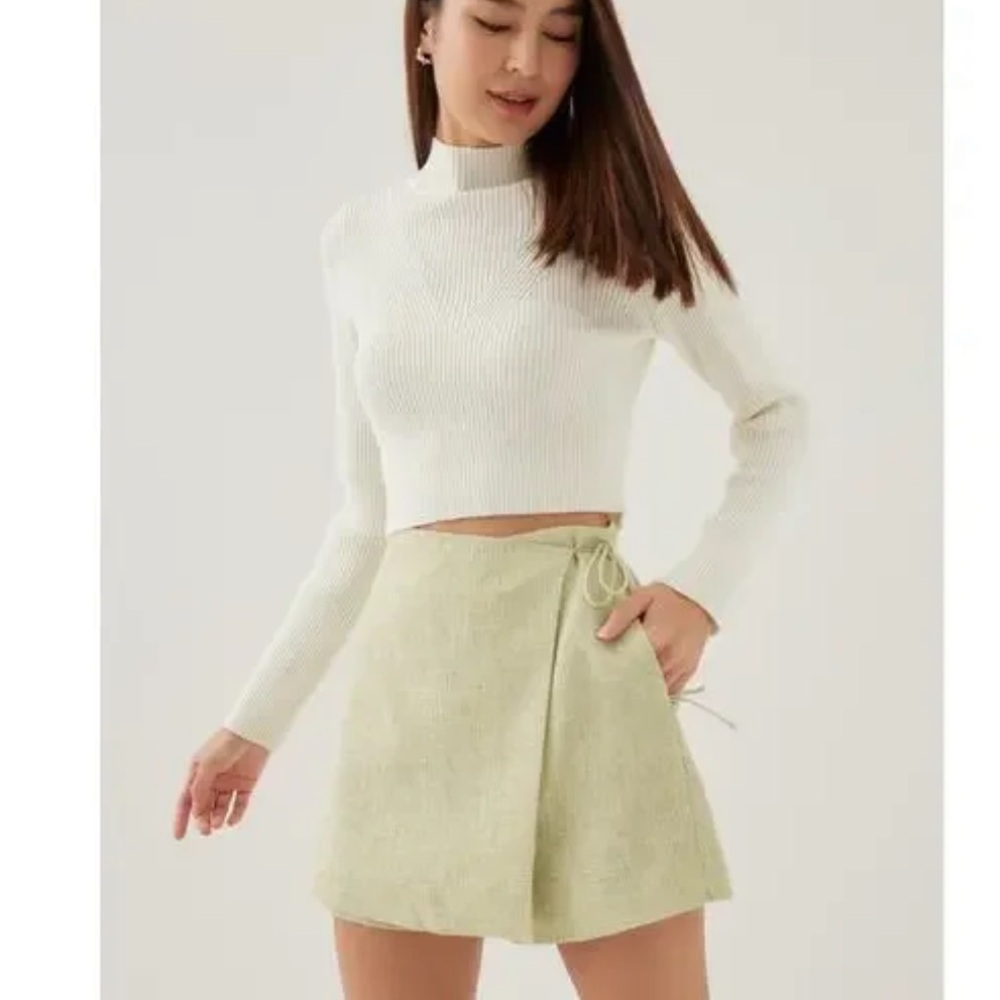 Love Bonito Albertha Tweed Aline Skort - M - Apple Green